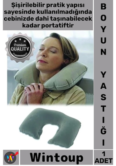 Boyunluk Şişme Travel Neck Pillow Konforlu Ergonomik Portatif Uçak Otobüs Seyahat Yastığı Boyunluk