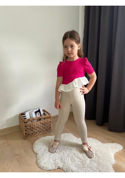 My Kids Wear Fırfır Detaylı Kız Çocuk Takım Fuşya