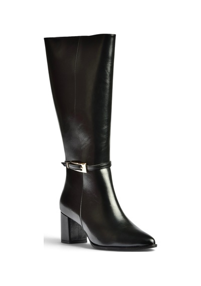 Fox Shoes Z480053060 Siyah Rustik Kalın Topuklu Klasik Kadın Çizme