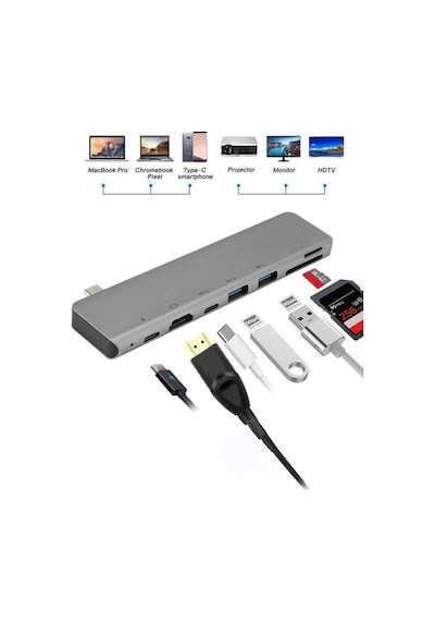 Büro Ev Ofis Cihazları İçin Usbc-7hub Connectör