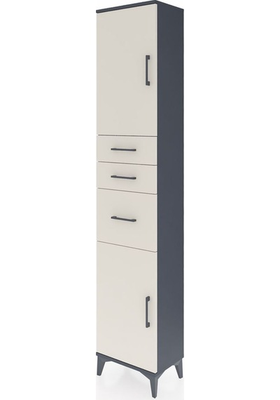 Arges Dolap 3 Raflı 3 Çekmeceli 2 Kapaklı 44x30x221 Antrasit-... Antrasit