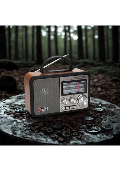 Buffer Orta Boy Retro, Nostaljik, Ahşap Tasarım Bluetooth Hoparlörlü, Şarjlı, Taşınabilir Fm/am Destekli Radyo Ns-8897