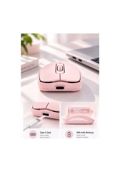 Sprange Sr-m4 Kablosuz & Bluetooth 5.4 Şarjlı Mouse Pembe Standart