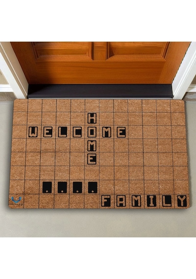 Valerine Life Scrabble Welcome Home Kişiye, İsme Ve Aileye Özel Family Kapı Önü Paspası 45x70cm