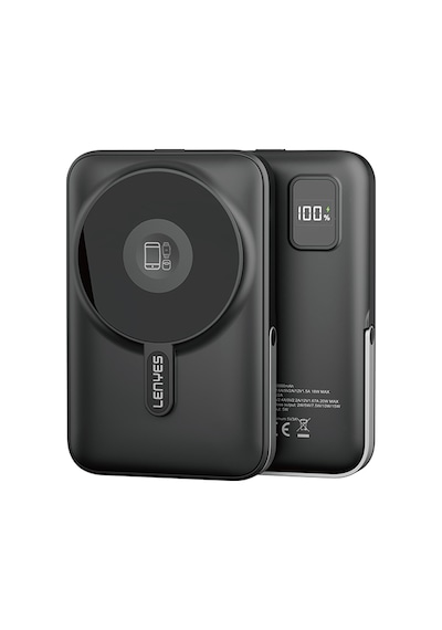 Lenyes Pw1002d 20w Dijital Led Ekranlı Standlı Wireless Powerbank 15w 10000mah Siyah