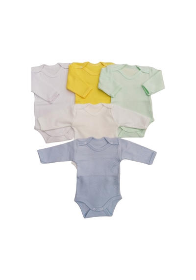 Özdemirli Bebe Uzun Kollu Çıtçıtlı Badi Bisiklet Yaka Body Zıbın (5li Paket)