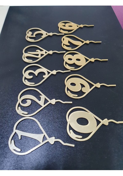 Sayılar Aynalı Gold Pleksi Pasta Süsü Lazer Kesim Her Biri 12x7 Cm