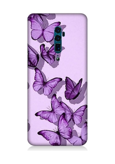 Oppo Reno 10x Zoom Uyumlu Mor Kelebekler Desenli Silikon Kılıf