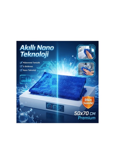 Parlak Mikrofiber Nano Teknoloji Temizlik Bezi 50x70 Mavi