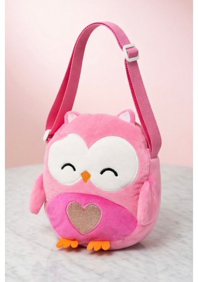 Mollycrush Kız Çocuk Pembe Baykuş Figürlü Peluş Çanta Sevimli Ayarlanabilir Askılı Omuz Ve Çapraz Çanta Pembe