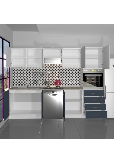 Decoraktiv Elite 280q Ankastre Boy Dolaplı Mdf Hazır Mutfak Dolabı - Tezgah Dahil - Antrasit - Buz Gri Diğer Decoraktiv Elite 280q Ankastre Boy Dolaplı Mdf Hazır Mutfak Dolabı - Tezgah Dahil - Antrasit - Buz Gri Diğer