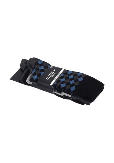 Ozzy Socks 3 Çift Dikişsiz Erkek Penye Pamuklu 4 Mevsim Çorap Dayanıklı Topuk Burun Gri- Antrasit