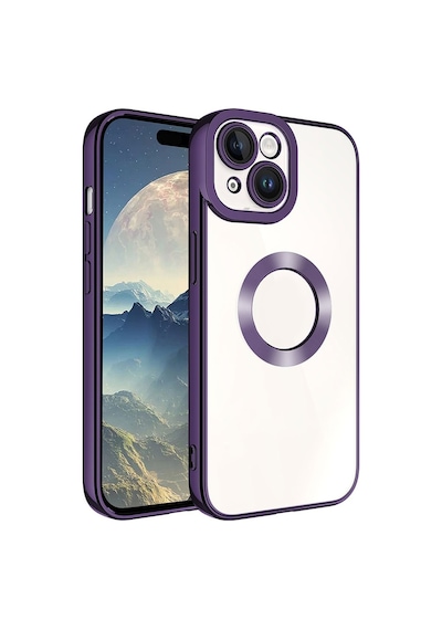 Apple Uyumlu   iPhone 15 Kılıf   Kamera Korumalı Logo Gösteren Omega Kapak