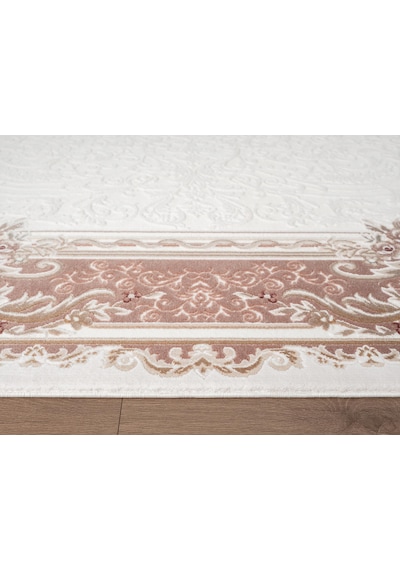 Fontana Ft003p Krem Kahve Akrilik Halı Klasik Desen Pamuk Taban Tozu Az Salon Oturma Odası Halısı-1046 Krem