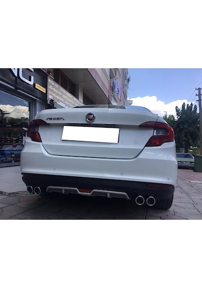 Fiat Egea Siyah Difüzör 4 Krom Egzoz Görünümlü Difizör Arka Ek Body Kit Uyumlu