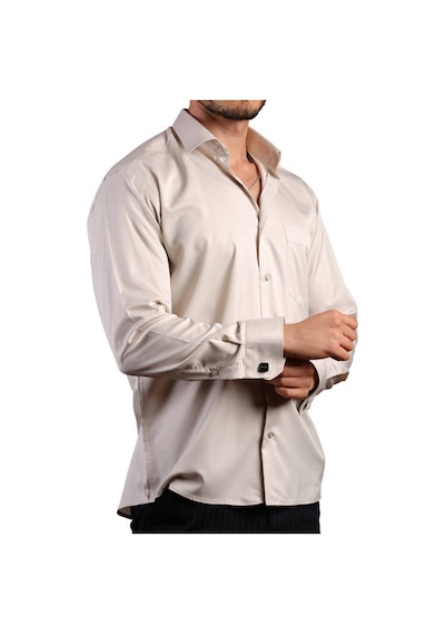 Dicotto Açık Gri Büyük Beden Rahat Kesim Micro Kumaş Kol Düğmeli Regular Fit Erkek Gömlek - 190-9 001