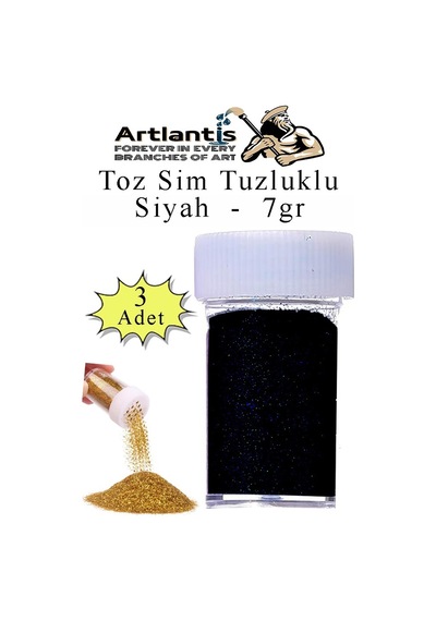 Siyah Toz Sim Tuzluklu 7 Gr 3 Adet Renkli Toz Sim Epoksi Reçine Okul Etkinlik Dekarasyon Slime