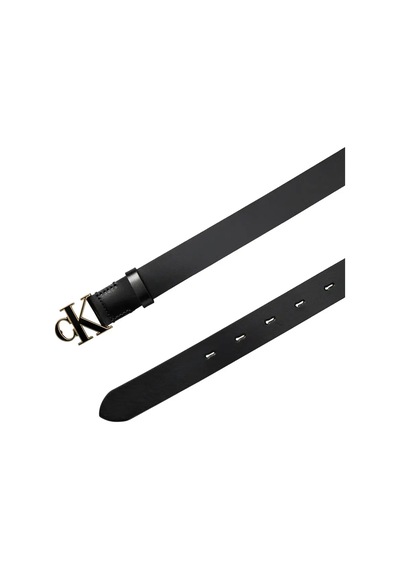 Calvin Klein Round Ck Buckle 30mm Kadın Siyah Deri Logo Tokalı Kemer