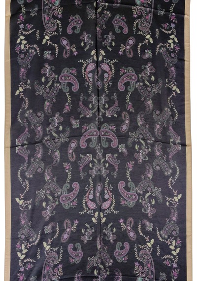 Mim Eşarp Enba Etnik Desenli Soft Pamuklu Şal 75x190 Cm Koyu Lacivert - Gold