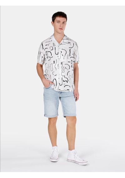 Colin's Colins Normal Kesim Shirt Yaka Baskılı Bej Erkek Kısa Kol Gömlek Cl1068114 Cl1068114 Q1.v1 Beı Bej