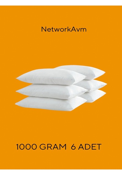6 Adet Classic Yastık Beyaz 1000 Gram Beyaz