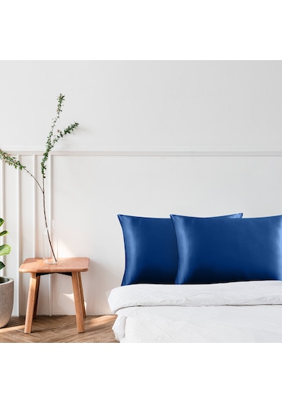 Gece Mavisi Lacivert Ipek Saten Yastık Kılıfı 50 X 70 2'Li