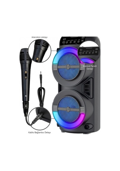 Taşınabilir Led Işıklı Bluetooth Hoparlör Usb Ve Tf Kart Destekli