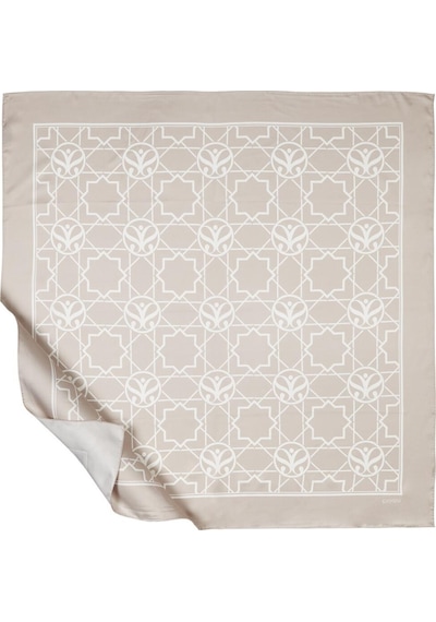 İpekevi Twill İpek Eşarp - Seljuk Monogram - Açık Taş - Siyah