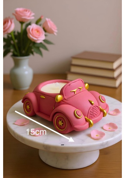 Nostaljik Araba Mum - Pembe Çok Renkli