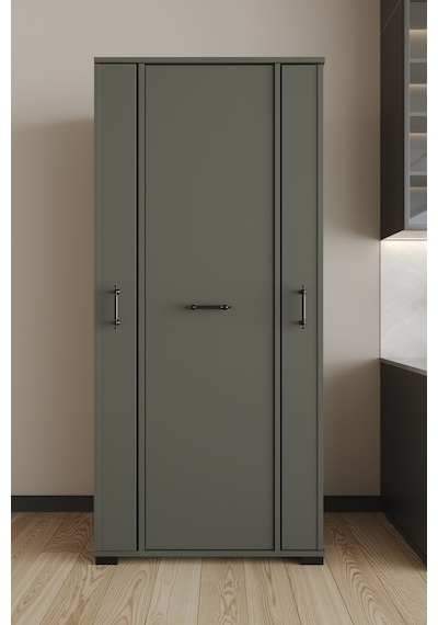 Aeka Ae-3083 Hazal Çok Amaçlı Mutfak Dolabı 3 Kapaklı 15 Raflı Kiler Dolabı Modern Tasarım 170x138x77,5 Antrasit/gri