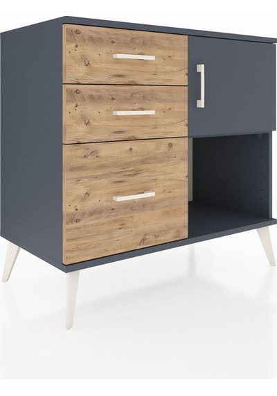 Hyperion Şifonyer Tek Raflı 3 Çekmeceli Tek Kapaklı 88x44x80 Antrasit-antrasit/çam Antrasit/çam Hyperion Şifonyer Tek Raflı 3 Çekmeceli Tek Kapaklı 88x44x80 Antrasit-antrasit/çam Antrasit/çam