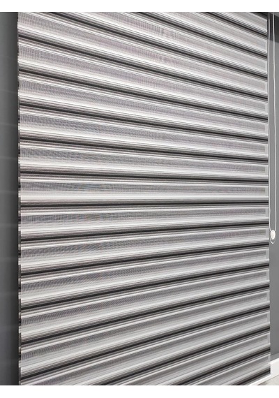 Siyah Gri Geçişli Zebra Stor 200x200 Çok Renkli