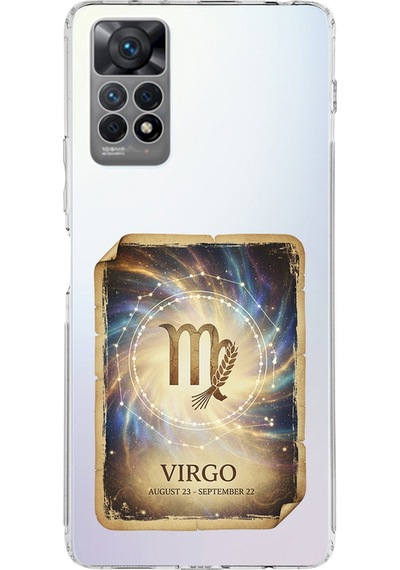 Redmi Note 12 Pro 4g İle Uyumlu Burç Kartları Başak Tasarımlı Şeffaf Silikon Kılıf Şeffaf