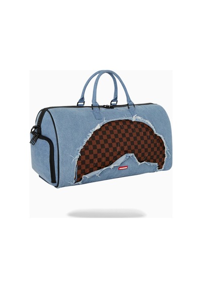 Sprayground Denim Shark Duffle, Lüks Denim Spor Ve Seyahat Çantası El Çantası Mavi