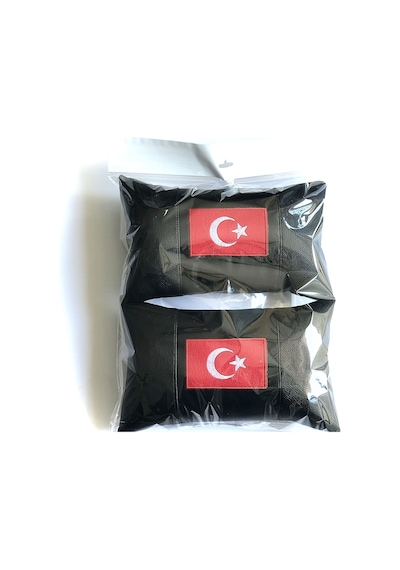 Türk Bayrağı Araçla Uyumlu Ikili Deri Oto Boyun Yastığı