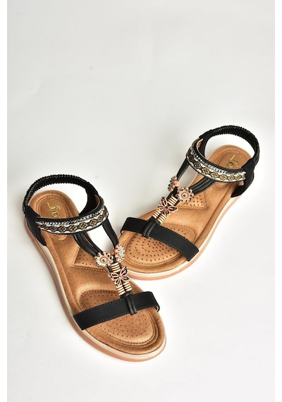 Fox Shoes U258615209 Siyah Kadın Sandalet Siyah-suni Deri Siyah