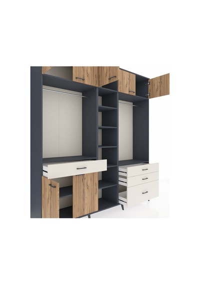 Hyperion Dolap 11 Raflı 4 Çekmeceli 2 Askılı 220x44x243 Antrasit-çam/aytaşı Atlas Çam/aytası Hyperion Dolap 11 Raflı 4 Çekmeceli 2 Askılı 220x44x243 Antrasit-çam/aytaşı Atlas Çam/aytası