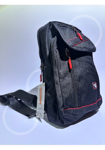 Ogdo - Su Geçirmez, Çapraz Sırt Omuz Göğüs Askılı Unisex Çanta Açık Gri - Siyah