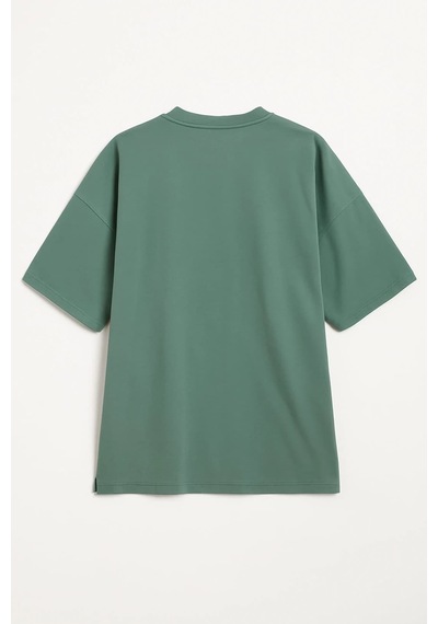 Markapia Kadın Bisiklet Yaka OversizePamuk T-shirt Kremit