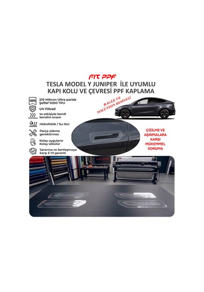 Tesla Model Y 2025 İle Uyumlu Hazır Kesim Kapı Kolu Kaplamaları 2