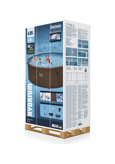 Bestway 561cu Hydrium Çelik Duvarlı Prefabrik Yer Üstü Havuz Seti 4,88 M X 1,32 M