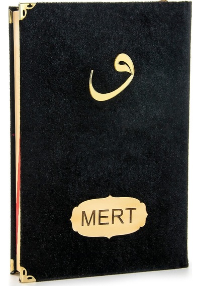 İsme Özel Kadife Kaplı Vavlı Orta Boy Mealli Kuran Siyah N11.1377