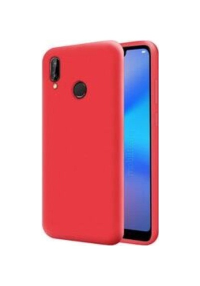 Huawei P20 Lite Kılıf Kamera Korumalı Silikon Rubber Arka Kapak Kırmızı