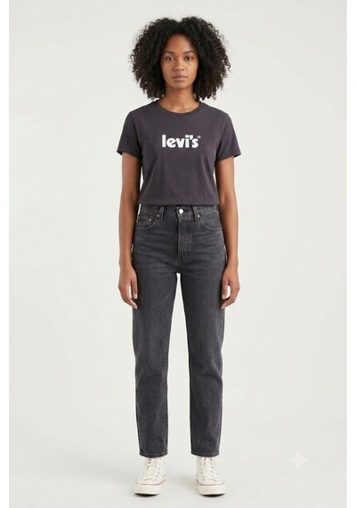 Levi's Pamuk Kadın Siyah Tişört Beyaz - Siyah