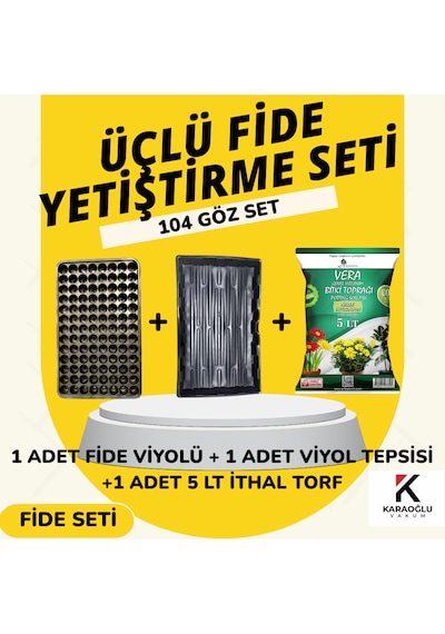 Fide Viyolü Viyol Tepsisi Ithal Torf Üçlü Set Fide Yetiştirme Seti Seçim Yapınız 104 Göz Yuvarlak