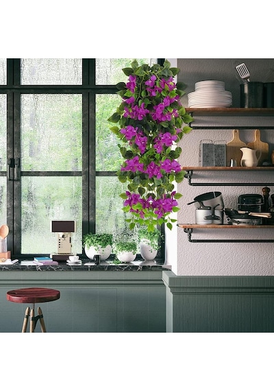 Yapay Çiçek Mor Begonvil Çiçeği 9 Dallı 100cm Sarkan Çiçek
