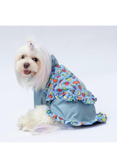 Pawstar Gri Victoria Polarlı Su Geçirmez Küçük Irk Köpek Yağmurluğu