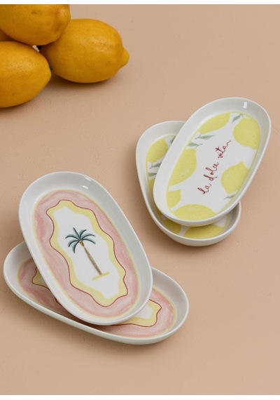 Marka Italian Summer Oval Servis Tabağı 4lü 17 Cm Çok Renkli