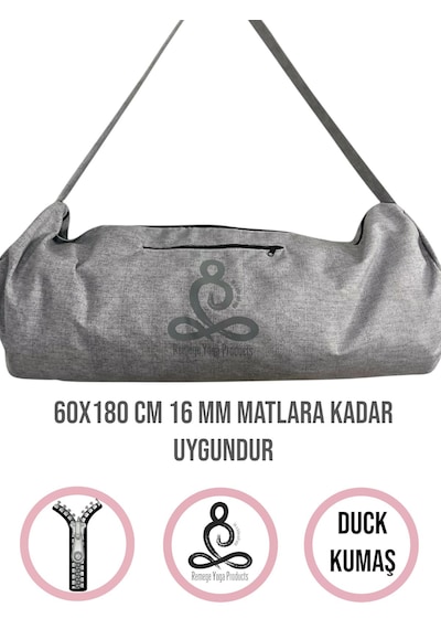 Mat Taşıma Çantası Yoga Fitness Silindir Antrenman Çantası + 2 Adet Mat Toplama Lastiği Antrasit