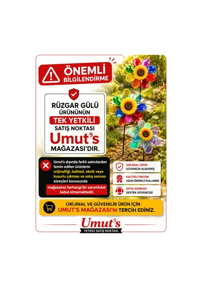 Büyük Boy Rüzgar Gülü - Ayçiçek Temalı Rüzgar Gülü Mat Ve Canlı Renkli Bahçe Balkon Süsü Diğer